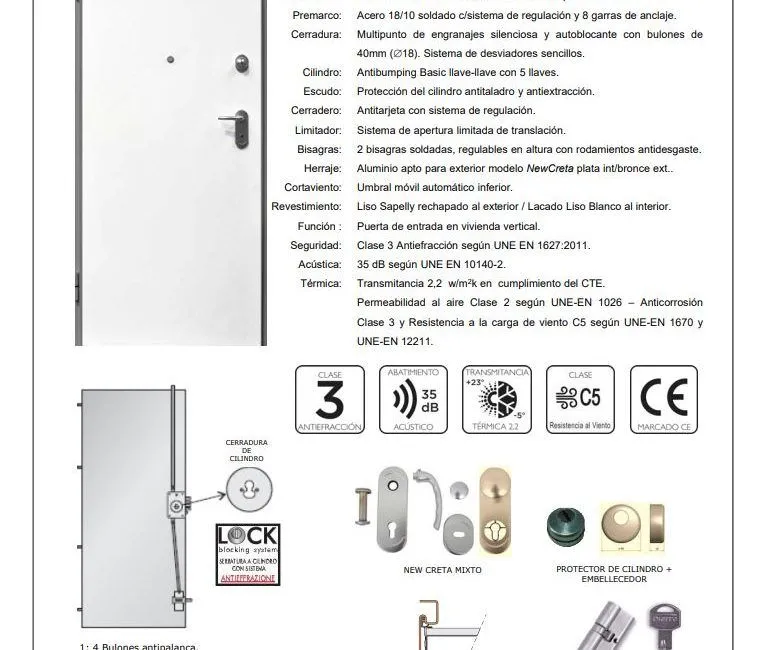 PUERTA ACORAZADA SAPELLY Y BLANCA DERECHA - Imagen 2