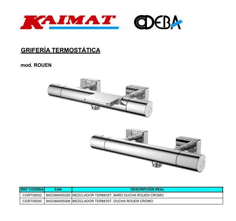 GRIFO TERMOSTÁTICO DE BAÑERA ROUEN - Imagen 2