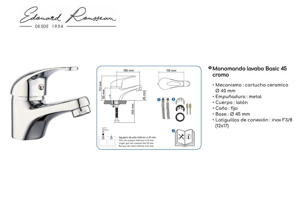 GRIFO DE LAVABO MONOMANDO BASIC 45 - Imagen 2