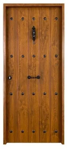PUERTA ENTRADA BLINDADA METAL RUSTICA PVC NOGAL 80 CM