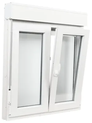 VENTANA PVC BLANCA OSCILOBATIENTE CON PERSIANA DE 100 X 115 CM