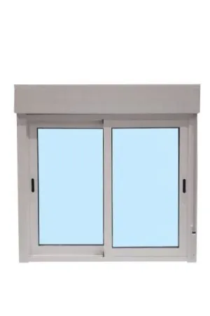 VENTANA ALUMINIO BLANCA CORREDERA CON PERSIANA 100 X 100 CM