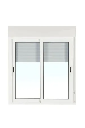 VENTANA ALUMINIO BLANCA CORREDERA CON PERSIANA 80 X 115 CM