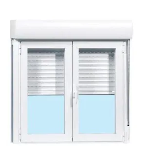 VENTANA ALUMINIO BLANCA OSCILOBATIENTE CON PERSIANA 120 X 118 CM