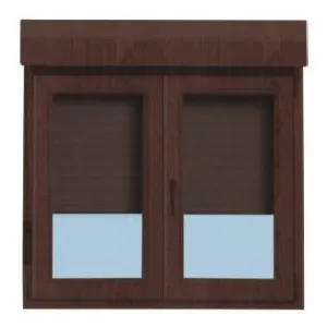 VENTANA PVC NOGAL OSCILOBATIENTE CON PERSIANA 100 X 118 CM.