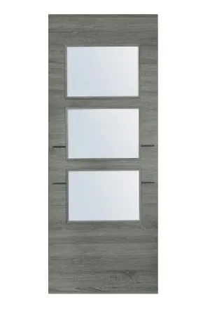 PUERTA INTERIOR EN BLOCK MELAMINA GRIS T PARA ACRISTALAR 82.5CM IZQUIERDA