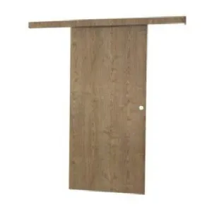KIT RAIL + EMBELLECEDOR PUERTA CORREDERA ACABADO VINILO CASTAÑO