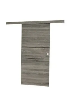 KIT RAIL + EMBELLECEDOR PUERTA CORREDERA LISA MELAMINA GRIS T