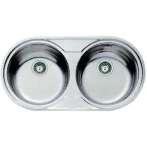 FREGADERO ENCASTRADO DR-80 2C CON ORIFICIO. DE ACERO INOXIDABLE 44x84cm