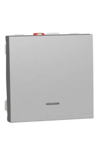 PULSADOR LUMINOSO ANCHO SERIE NEW UNICA ALUMINIO