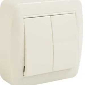 CONMUTADOR DOBLE MURAL SUPERFICIE BLANCO