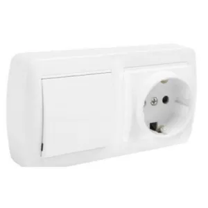 SCHUKO + CONMUTADOR MURAL SUPERFICIE BLANCO