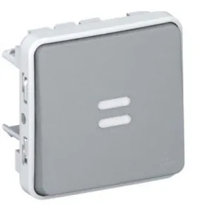 PULSADOR CON LUZ SERIE PLEXO COMPONIBLE GRIS IP55