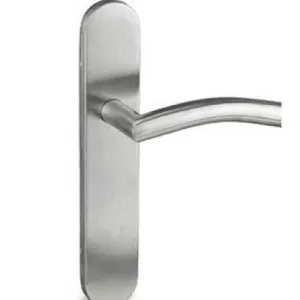 JUEGO MANIVELA CON PLACA INOXIDABLE AISI-304. TIRADOR RECTO L CURVA