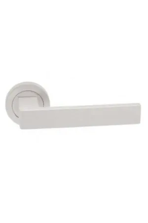JUEGO MANIVELA R-600. ROSETA DE ALUMINIO. BLANCO MATE