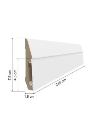 ZOCALO MDF ESTILO COLOR 201 BLANCO 2400X75 MM