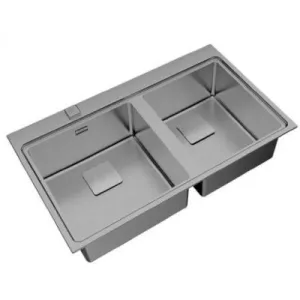 FREGADERO ENCASTRADO ZENIT RS15 2C 86 2Ø. ACERO INOXIDABLE 52x86cm