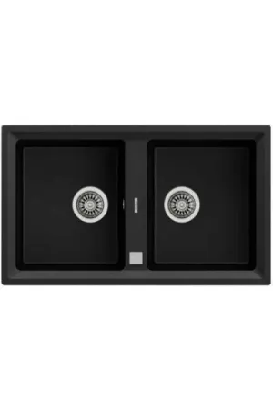 FREGADERO TEKA STONE B-TG 2C DESAGÜE AUTOMÁTICO. NEGRO 51x86cm