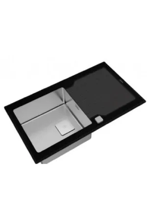 FREGADERO ENCASTRADO DIAMOND RS15 1C 1E 86 REV 2Ø V.AUTO NEGRO 86x51cm