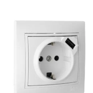 SCHUKO CON USB 2.1 SERIE EUROPA BLANCO
