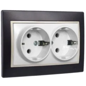SCHUKO DOBLE SERIE EUROPA NEGRO PERLA