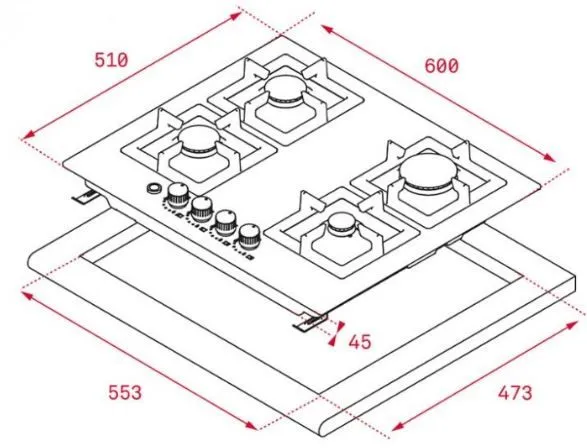 COCINA GAS EFX 60 2G 2H AI AL NAT. GAS NATURAL - Imagen 3