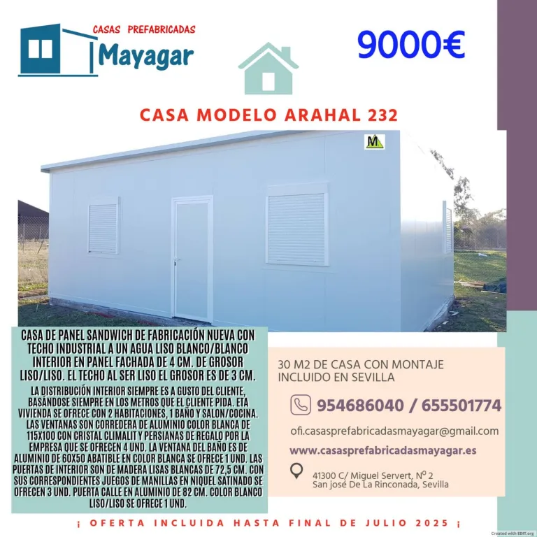 !OFERTA MODELO ARAHAL 232 EN 30 M2 CON MONTAJE EN SEVILLA!